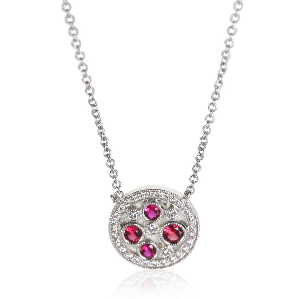 Tiffany & Co. Platinum Ruby and Diamond Cobblestone Pendant